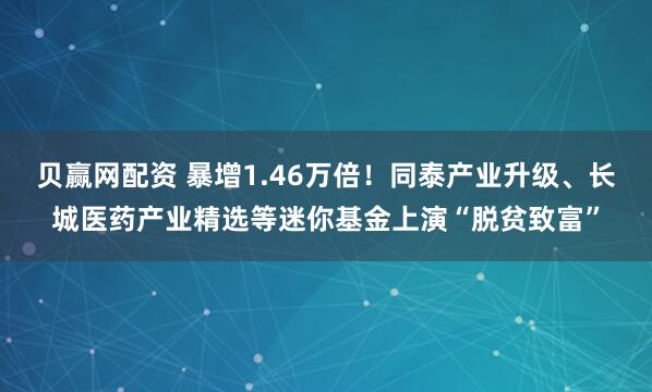 贝赢网配资 暴增1.46万倍！同泰产业升级、长城医药产业精选等迷你基金上演“脱贫致富”